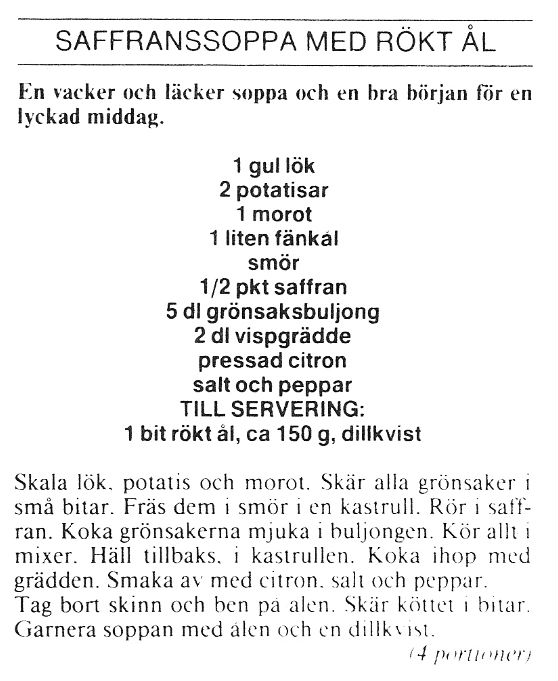 Saffranssoppa med rökt ål